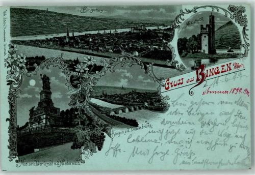 Bingen 1899 National-Denkmal Mäuseturm Drususbrücke