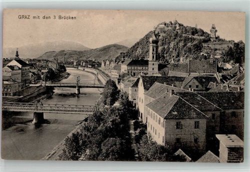 Graz Blick auf 3 Brücken