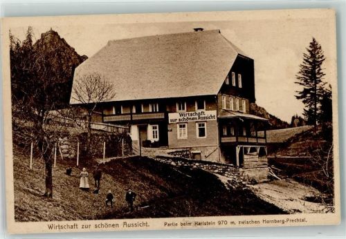 78132 W7746 Hornberg , Schwarzwaldbahn - Wirtschaft zur schönen Aussicht Gasthaus Karlstein 970 m Prechtal