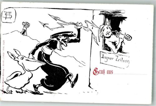 Bozen 1900 Karikatur Werbung Bozner Zeitung