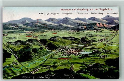 Bad Salzungen 1930 Landkarte aus der Vogelschau