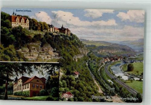 Dornburg 1917 Goehte Schloss Gasthaus Schießhaus Wiedemanns Künstlerkarte