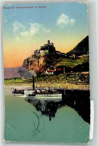 Usti nad Labem Burg Schreckenstein Dampfschiff Zensur geprüft