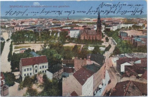 Spandau 1916 Berlin: Ansicht Spandau vom Nikolaikirchturm aus gesehen, Kirche,R. R. S.