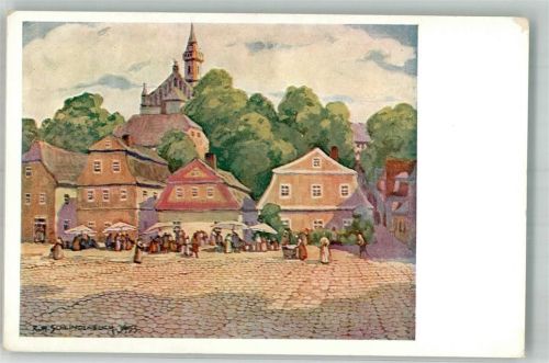 Liberec Marktszene sign. Schlindenbuch, R.H. Die Sorge