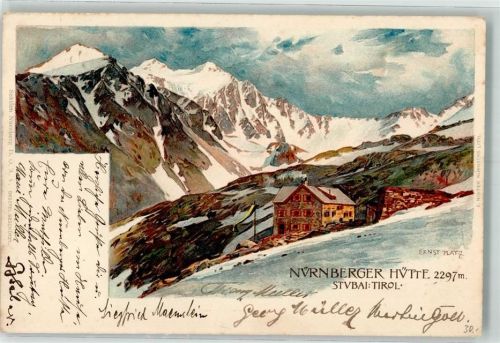 Nürnberger Hütte 1903 sign. Platz, Ernst Hüttenstempel
