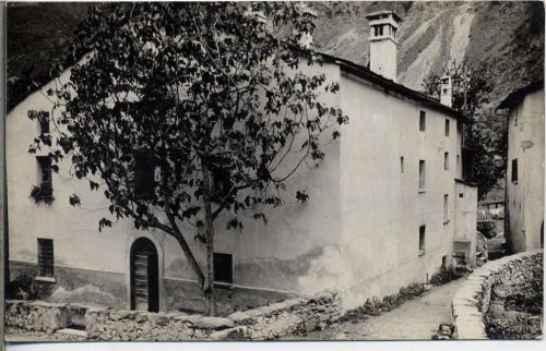 1912 Busio, Italien, altes Haus mit Feigenbaum AKU1