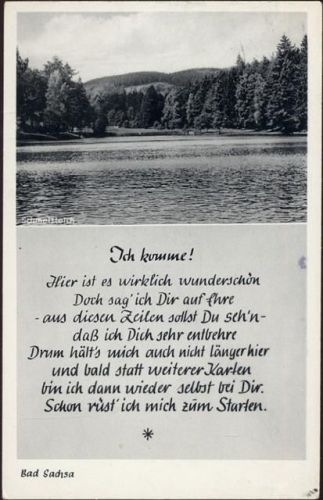 1960 Bad Sachsa: Schmelzteich, Gedicht,A. Neumeyer