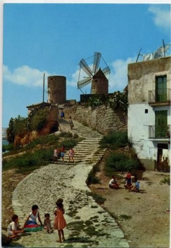 um 1980/90 Mallorca, Windmühle (windmill), Spanien (Spain).,Ediciones Palma