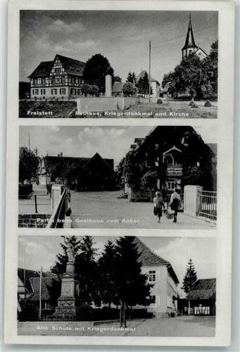 77866 W7597 Freistett , Baden - Rathaus Kriegerdenkmal Gasthaus zum Anker Alte Schule