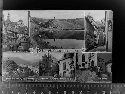 56814 W5591 Beilstein , Mosel GLASNEGATIV Mehrfachbildkarte