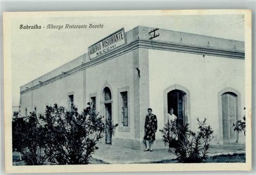 Tripolis Foto AK Pension Gasthaus Seccho Sabratha