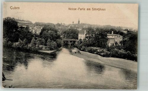 Guben Gubin 1917 Foto AK Schützenhaus Neissepartie Feldpost WK I