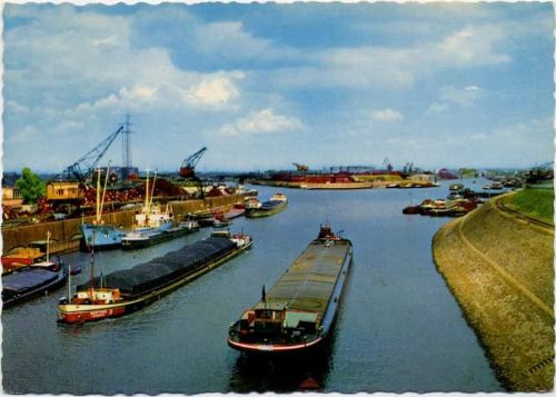 um 1965 Duisburg: Am Kaiserhafen, Boote,Hubert Knappe AKU1