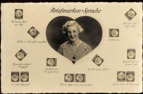 Frauenfoto in einem Herz AKU1 Briefmarkenabbildung um 1930/40