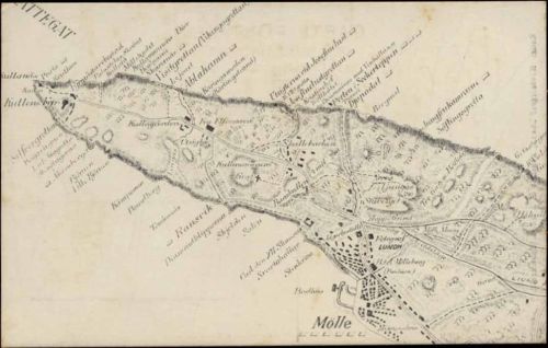 um 1910 Mölle, Schweden, Landkarte einer Halbinsel