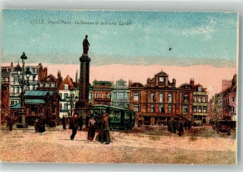 Lille Denkmal Säule Straßenbahn Grand Place
