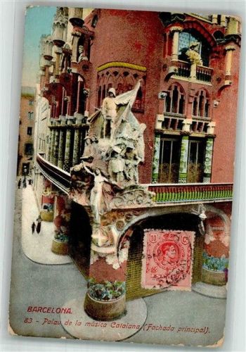 Barcelona 1915 Denkmal Palau de la musica Catalana Marke bildseitig