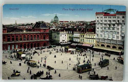 Brüssel 1916 Palace Hotel Place Rogier Straßenbahn Auto Feldpost WK I Ktiegslazarett
