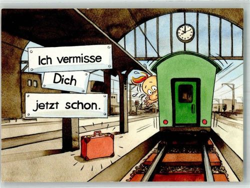 sign. Erler Bahnhof Eisenbahn Windel Winni