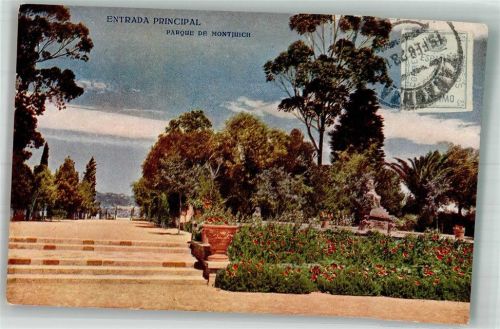 Barcelona 1923 Parque de Montjuich Marke Bildseitig
