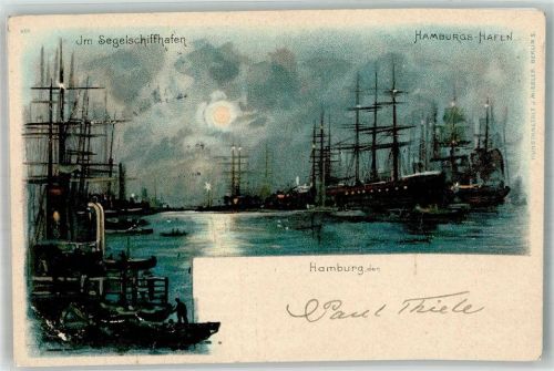 Hamburg Hafen Segelschiffe Mondschein