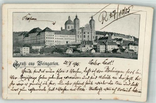 Weingarten 1905 Klosterkirche mit der Benediktiner-Abtei
