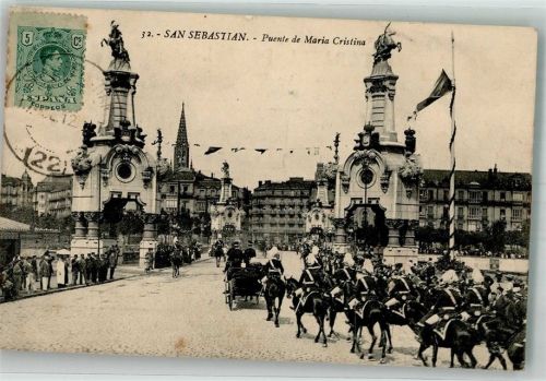 San Sebastian 1912 Uniform Reiter Denkmal Puente de maria Cristina Marke bildseitig