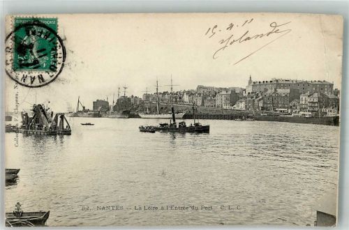 Nantes 1911 La Loire Hafen Marke bildseitig