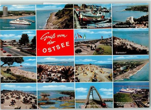 Travemünde Riesenkarte Travemünde Brodtener Steilufer Niendorfer Hafen Timmendorfer Strand Scharbeutz Haffkrug Sierksdorf Pelzerhaken Grömitz Kellenhusen Dahme Großenbrode Heiligenhafen Fehmarnsche Brücke Zug Fährbahnhof Puttgarden