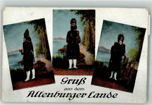 Altenburg 1917 Frauen in landestypischer Tracht Feldpost WK I