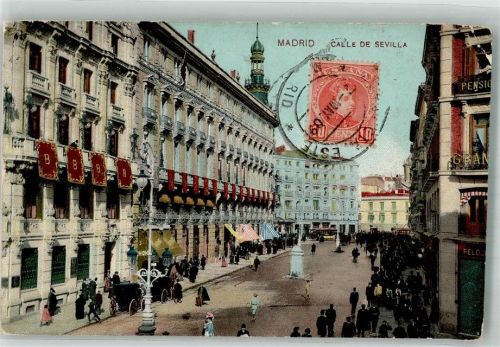 Madrid 1909 Calle de Sevilla Marke Bildseitig
