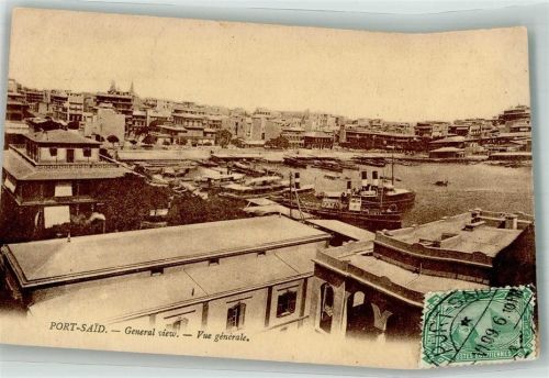 Port Said 1909 Hafen Marke bildseitig