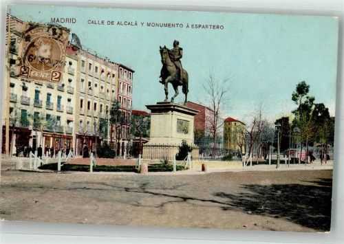 Madrid 1909 Denkmal Espartero Calle de Alcala Marke bildseitig