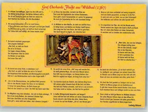 75323 W7547 Bad Wildbad im Schwarzwald - Graf Eberhards Flucht aus Wildbad Gedicht Ludwig Uhland
