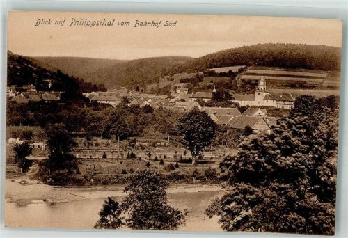 Philippstal Panorama des Ortes mit der Schlosskirche Fotograf Ernst Bingel