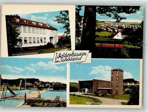 Weidenhausen Dorfgemeinschaftshaus Ortsansicht Schwimmbad Rutsche Kath. Kirche 4-Bildaufnahme