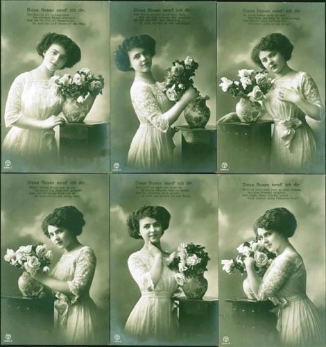 Poesie / Rosen / komplette Serie Lot mit 6 AK, 1913-1914; gute Erhaltung, gelaufen