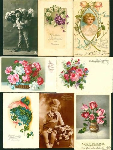 Namenstag Lot mit 17 AK, ca. 1906-1945; überwiegend gute Erhaltung, größtenteils gelaufen