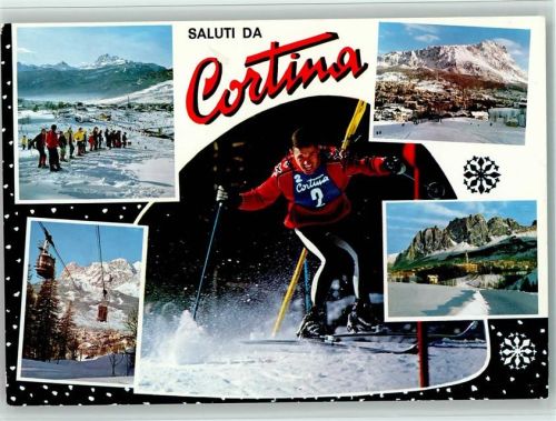 Cortina d'Ampezzo Skirennfahrer zwischen den Slalom Toren AKU1