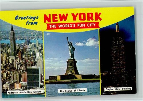 New York City Nachtaufnahme Empire Stae Building Freiheitsstatue Skylime Manhattan