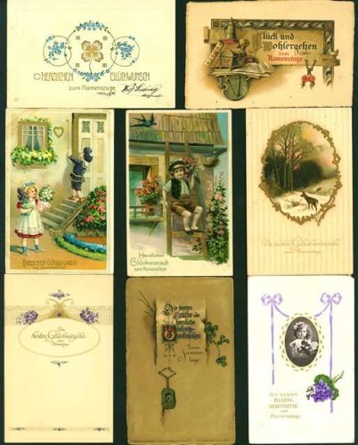 Lot mit 8 AK, alles Prägedrucke, ca. 1909-1928: überwiegend gute Erhaltung, größtenteils gelaufen