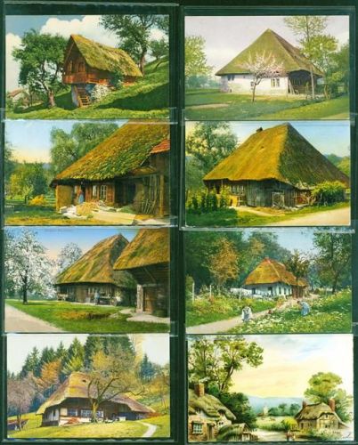 Strohhäuser Lot mit 9 AK, ca. 1903-1945: überwiegend gute Erhaltung, wenige gelaufen