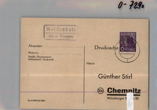 Weidenhain Landpoststempel