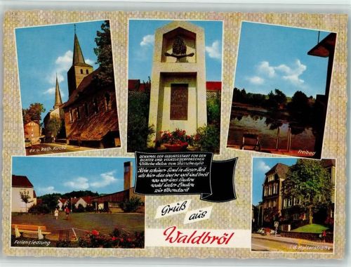 Waldbröl Evangel. u. Kath. Kirche Denkmal v. Zuccalmaglio Freibad Feriensiedlung In der Kaiserstraße