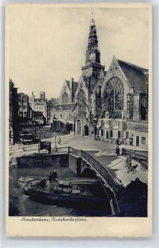 Amsterdam Fluss Brücke Schiff Kirche Auto