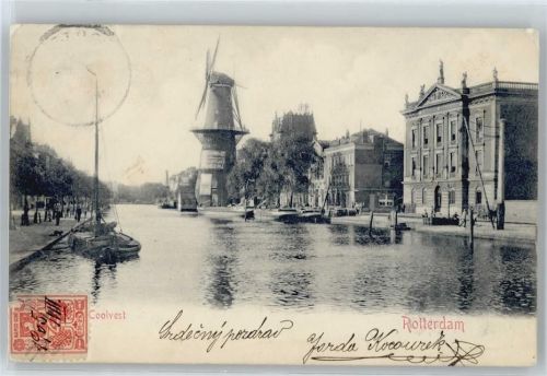 Rotterdam Fluss Mühle Schiff Fußgänger