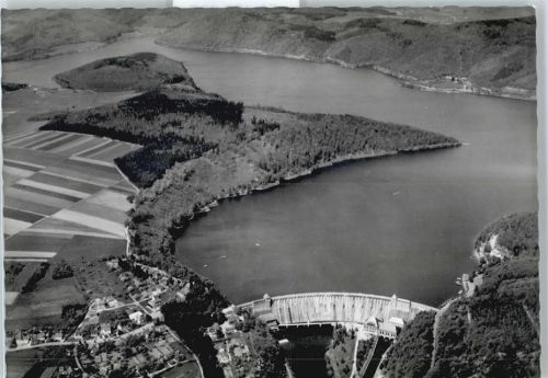 Edersee Fliegeraufnahme Gesamtansicht See Feld Sperrmauer