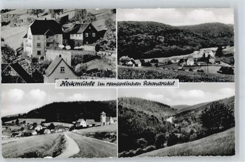 Gemünden Mühle Feld Berg Haus