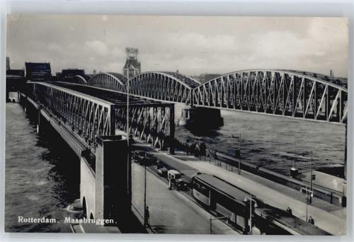 Rotterdam Fluss Brücke Auto Straßenbahn